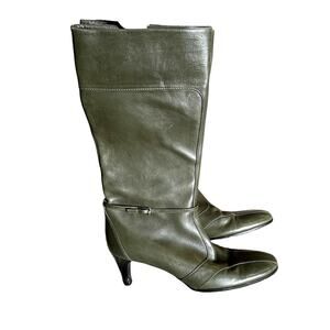 Bally "Tigas" Tall Green Leather Designer Italian Heeled Boots EU39 / US8.5 EUC